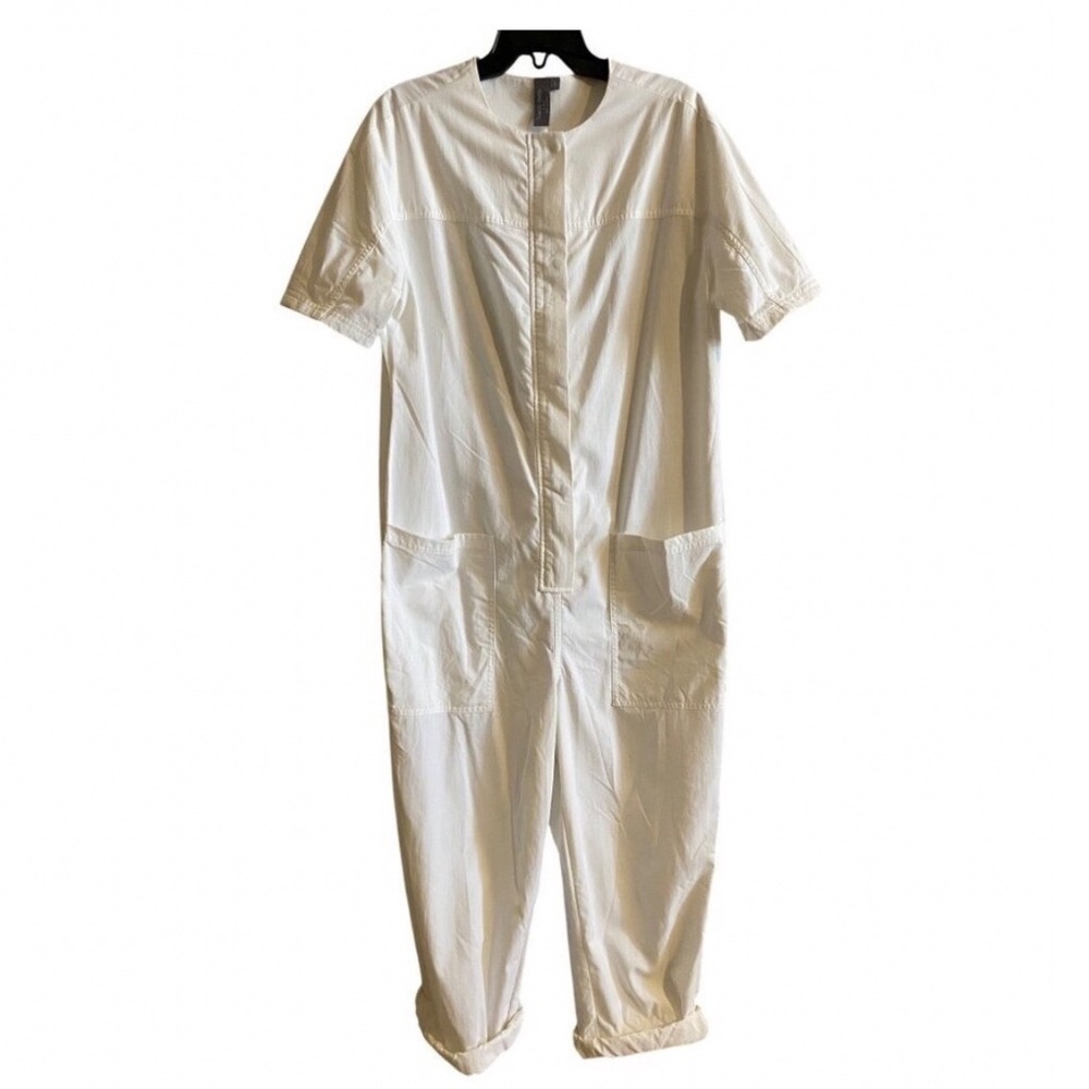 sweaty betty agile boiler suit utility jumpsuit sz small white short‎ sleeve